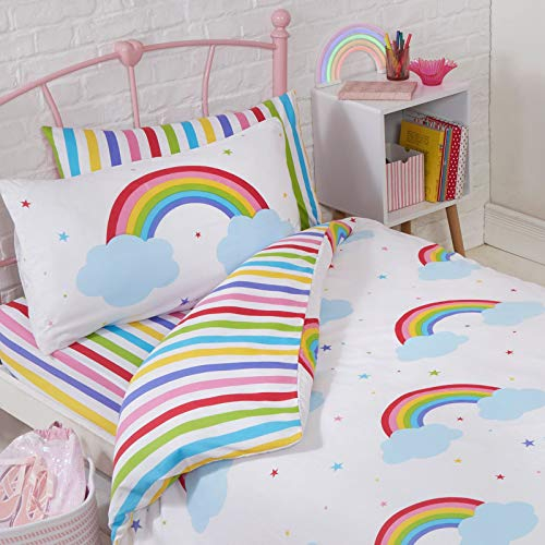Price Right Home Regenbogen Himmel einzelne Bettbezug und Kissenbezug Set