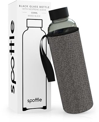 Spottle botella de vidrio con tapa de neopreno de 500ml, 750ml o 1l con tapa protectora y tapón de rosca - botella de agua para deporte, niños y bebidas carbonatadas - apta para el lavavajillas