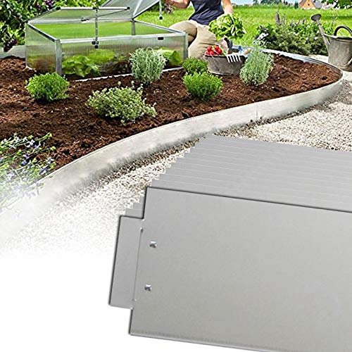 LZQ Rasenkante 5m 10m 15m 20m 30m 40m 50m x15cm verzinkt Beeteinfassung Beetumrandung Mähkante Metall Palisade Länge: 20 m - Höhe: 15 cm
