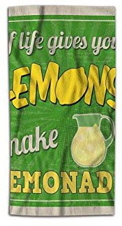 AOYEGO Lemon Handtuch Vintage Pop Art If Life Gives You Lemon Make Lemonade Inspirierendes Zitat Handtuch 38,1 x 76,2 cm Küche Badezimmer Weiche Mikrofaser Gesichtshandtuch für Männer Frauen