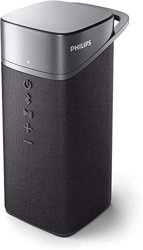 PHILIPS Bluetooth Lautsprecher S3505/00 mit Mikrofon (1,75-Zoll-Full-Range-Treiber, 10 Stunden Spielzeit, Passiver Bassstrahler, 20 m Reichweite) Grau