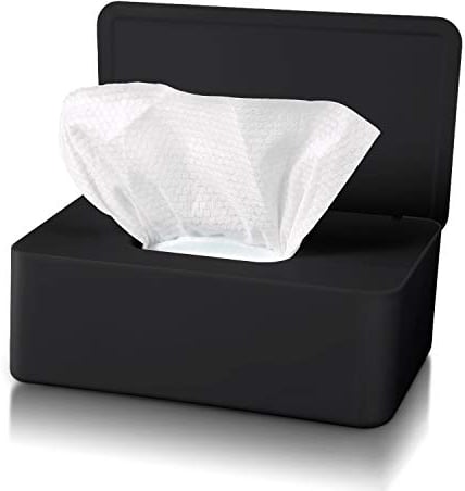 Feuchttücher Box mit Deckel,Staubdicht Taschentuchbox,Servietten Aufbewahrungskoffer,Taschentuchspender für Zuhause Büro Auto (Schwarz)