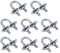 sourcing map Round U-Bolts 8 Sets 0.63(16mm) Inner Width 46mm Length Steel M6 with Nut, Plate, Washer