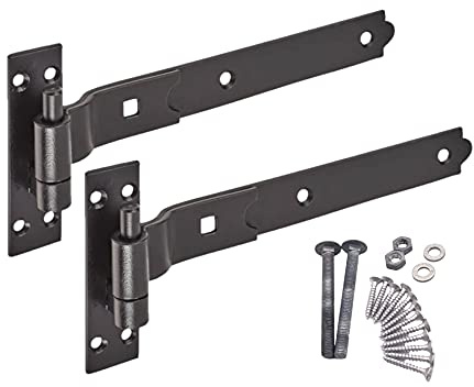 EAI Cranked Gate Hinges | 450mm / 18 Inch Heavy Duty Hook and Band Gate Hinges | Black - 1 Pair