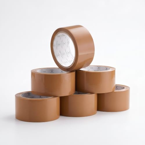 REQUISITE NEEDS Heavy Duty Strong Packaging Tape, Great For Packing, Shipping & Moving, Brown Tape (48mm x 66m) For Industrial and House Hold Uses (Brown Pack of 6)