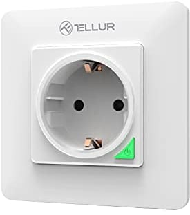 TELLUR SMART Enchufe Inteligente Alexa, Enchufe WiFi de Pared, 3000W, 16A, Control Remoto por APP y Voz, Compatible con Alexa, Google y Siri Shortcuts, Monitoreo de Energía, No Necesita HUB