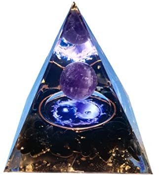 VNSTKWW 7 Chakra Orgonit Pyramide, Reiki Healing Natürliche Kristall Home Room Feng Shui Dekoration, Amethyst Healing Crystal für Divination Meditation Yoga Balancing Protection 6cm