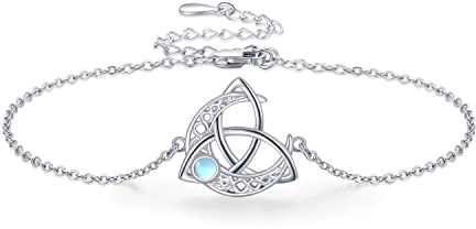 Keltische Knoten Armband 925 Sterling Silber Mondstein Mond Armband Keltischer Schmuck Geschenke für Frauen Mädchen Freundin