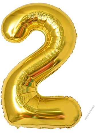 Geburtstag zahlen luftballon 2 jahre | Folienballon 2 XXL Gold-Riesen Folienballon in 40 - 101cm Geburtstagsdeko - Ballon Zahl Deko zum Geburtstag - fliegt mit Helium