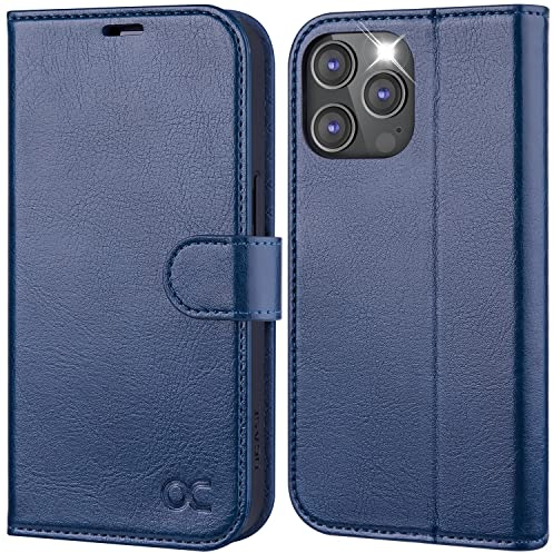 OCASE iPhone 14 Pro Hülle Handyhülle [Premium PU Leder] [Kartenfach] [Magnetverschluss] RFID Schutzhülle Klapphülle Handytasche Lederhülle Tasche Etui Kompatibel für iPhone 14 Pro Blau