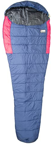 ACTIVA Premium Schlafsack, 3-4 Jahreszeiten Wasserabweisend 5 ℃ bis 20 ℃ mit Kompressionssack für Erwachsene, Kinder, Damen, Herren Outdoor Camping, Wandern, Rucksackreisen (Mumie Blau Pink)