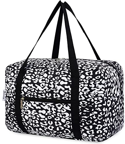 Narwey für Ryanair Handgepäck 40x20x25 & Klein Handgepäck Tasche für Flugzeug - Faltbare Reisetasche Damen & Weekender Damen - Handgepäck Koffer 20L (Schwarzer Leopard)
