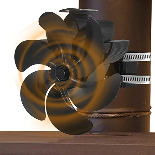 Sticque 6 Flügel Holzofenventilator Stromloser Leiser Betrieb, Wärmebetriebener Ventilator, Kaminöfen Ohne Strom Hitze Betrieben Kamin für Holz/Holzofen, 4 Flügel