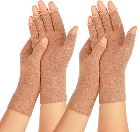 Zexhoor 2 Paar Arthritis Kompressionshandschuhe für Damen und Herren, Karpaltunnelschmerzlinderung, fingerlos für Tippen und tägliche Arbeit