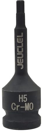 JEUCLEL 5mm Hex Impact Bit Socket, H5 1/2-Inch Impact Drive Allen Socket, Cr-Mo Steel Lengthen Hex Screwdriver Adapter for Electric Ratchet Wrenches Fastening Screws
