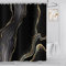 ASDCXZ Marmor Duschvorhang Schwarz Gold 180x180 cm, Modern Abstrakt Schwarz Gold Marmor Optik Textur Waschbar Bad Duschvorhänge Polyester Textil Wasserdicht Duschvorhang für Badewanne mit 12 Hake