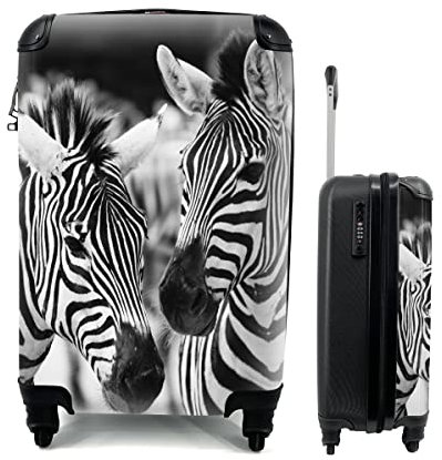 MuchoWow© Koffer Handgepäck Trolley Rollkoffer Kleine Reisekoffer mit 4 Rollen - Zebra schwarz und weiß - Cabin Size < 55x40x23 & 55x40x20 cm - Fotokoffer - Kabinenkoffer - Boardgepäck