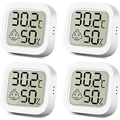 LURICO 4 Stück mini hygrometer, luftfeuchtigkeitsmesser Thermometer Innen Mini LCD Digital Thermometer Hygrometer Gauge für Babyzimmer Seniorenzimmer Arbeitszimmer Weinkeller
