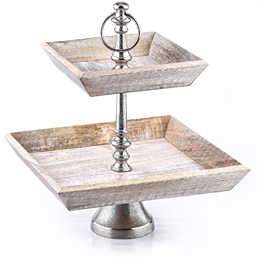 Marrakech Ansgar - Alzata a 2 ripiani, rettangolare, 38 cm, grande, vintage, per cupcake, decorazione da tavolo