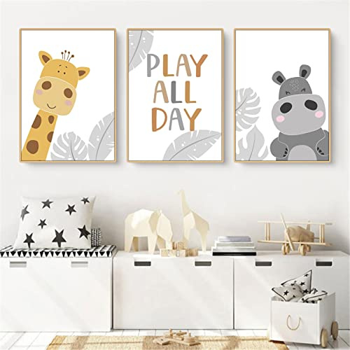 CULASIGN 3er Set Poster Kinderzimmer, Waldtiere Bilder Babyzimmer Deko Junge Mädchen, Tiere Kinderposter Set Wandbilder DIN A4 Kinderbilder ohne Bilderrahmen (ABH,30x40cm)