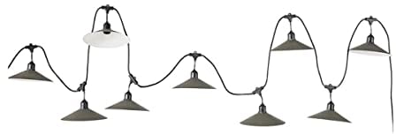 Lumisky VINTA RACCORDABLE Lichterkette für den Außenbereich mit Lampenschirmen aus Stahl im Vintage-Stil, 10 E27-Fassungen, 6 m