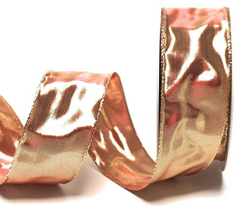 s.dekoda Schleifenband 25m x 40mm Gold - Rot metallic Dekoband Goldband [5202]