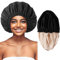 Large Shower Cap for Women Reusable Waterproof,Reusable Shower Cap for Men,Hair Cap for Shower,Double Layer Satin Lined,Adjustable (Black/Champagne)