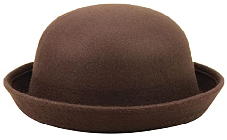 Cowboyhut Westernhut Sonnenhut Herren Eleganter Solider Hut für Erwachsene mit aufrollbarer Krempe Panama-Melone Fischerhut Klassische Wolle Runde Melone Damen Herren Schirmmütze (Coffee, One Size)