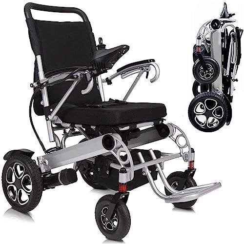 RAYACO Lightweight Folding Electric Wheelchair, Dual 500W Motors, All Terrain, with 24V 20Ah Battery Portable Electric Wheelchair