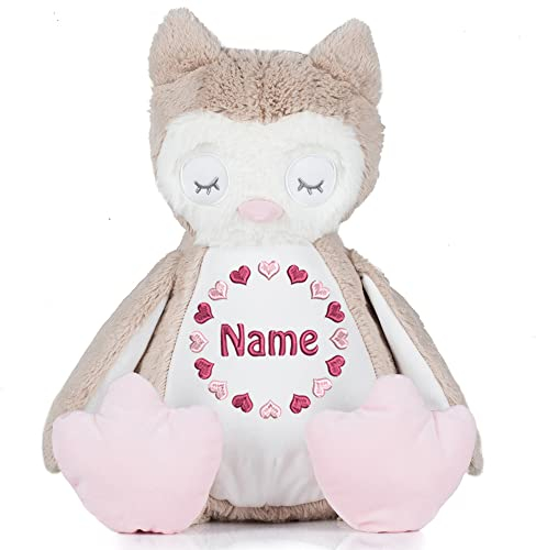 Stofftier mit Name Bestickt Kuscheltier Eule personalisiert Herzkreis