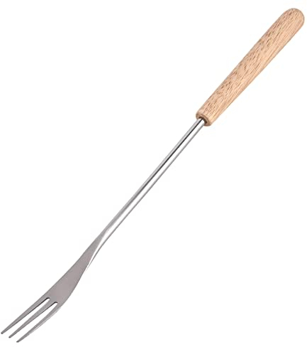 Fondue Gabel, 26,5 cm Holzgriff Edelstahl Dessert Servierspieß Fondue Topf Gabeln Grillgabel für Käse, Schokolade, Braten