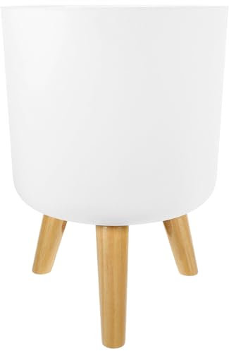 HOMSFOU Maceta con Soporte Maceta De Pie Cubo De Basura Pequeño Nórdico Maceta De Plastico Jardineras De Riego Macetero De Plastico Macetas Inmovilizador De Esbelto Madera