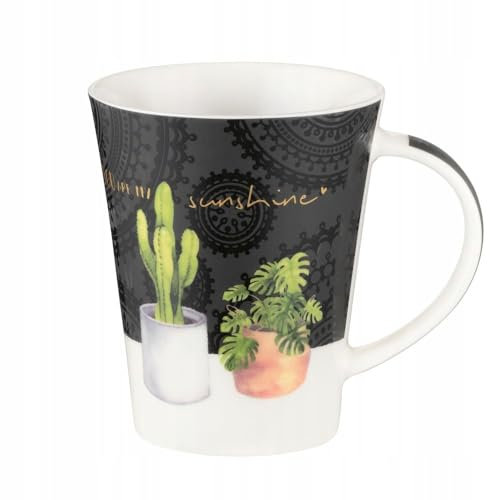 VILLA ITALIA Dekorierter Porzellanbecher GARDENIC 350ml - Kaffeebecher Porzellan - Große Tasse - Kaffeebecher Keramik - Kaffeetassen - Teetasse - Becher - Tasse Keramik - Tea Mug - Teebecher