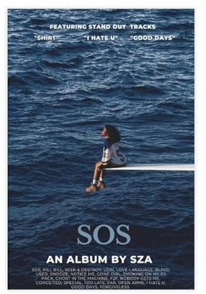 SZA Poster Sza SOS Poster SZA Tracklist Album Cover Poster Print Wall Art, Custom Poster, Home De Canvas Poster Wall Art Decor Print Picture Paintings for Living Room Bedroom Decoration Unframe-style