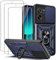 carinacoco Case for Xiaomi 13T/13T Pro, Slide Camera Cover with Rotating Finger Ring Stand Anti-Scratch Hard Armour Shell Shockproof Bumper Cover with 3 Tempered Glass Screen Protector, Blue