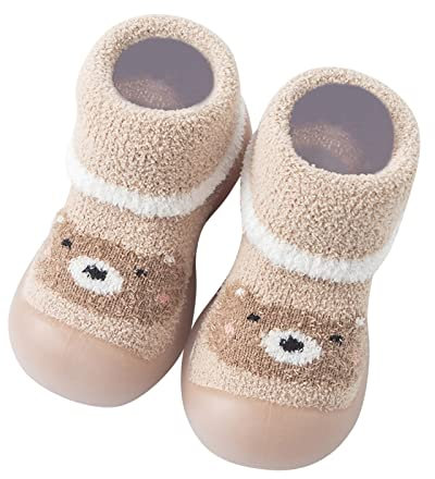 Babyschuhe Leder Mit Wildledersohlen Lederschuhe Lauflernschuhe rutschfest Bodensocken Babysocken Bodenschuhe Weicher rutschfest Krabbelschuhe Sockenschuhe Plus Samt Prewalker Warm Babyschuhe