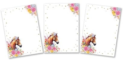 Minkocards 8 Mini-Notizblöcke Pferd Mitgebsel für Kindergeburtstag Gastgeschenke für Mädchen Mädchengeburtstag / A7-Format