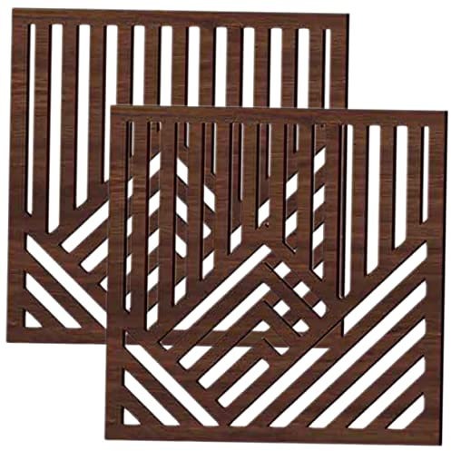 IMIKEYA Décoration Murale De Montagne En Bois Creuse, Lot De 2 Pièces, Motif Lignes Géométriques, Bois Finition Noyer, Art Mural Abstrait Pour Salon Bureau Chambre