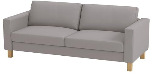 Nur Sofabezug. Strapazierfähiger Stoff-Sofabezug für Karlstad Three 3 Sitzer (kein Loveseat. ) (Breite: 205 cm) Bezug, Ersatz, kompatibel mit iKea Karlstad-Schonbezug (Polyester flachs grau)