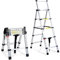 Fiqops Scala telescopica in alluminio 1,4 m + 1,7 m, telaio ad A, 4 + 5 livelli, scala allungabile per riparazioni di tetto, dimensioni piegate 62,7 cm, portata 150 kg