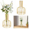 Koonafy Vase Tube à essai pour Fleurs fraîches,Vase en Verre avec Support d'étagère en métal,Vase à Plantes de Style Bouteille de vin,Support hydroponique pour Table de Mariage,Bureau,Salon (Golden)