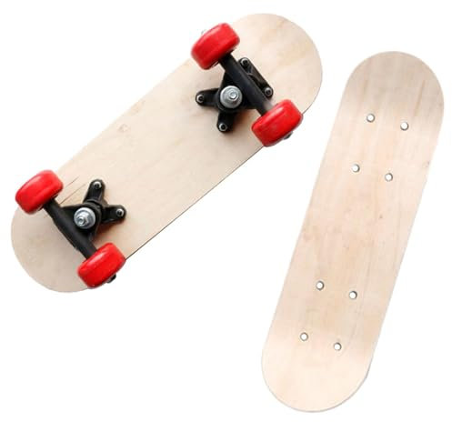 Amagogo Holz-Skateboard-Deck, DIY-Malerei, unlackiertes Holz-Skate-Deck, DIY-Skateboard für Anfänger, Jungen, Mädchen, Kinder, 43 cm mit Rad