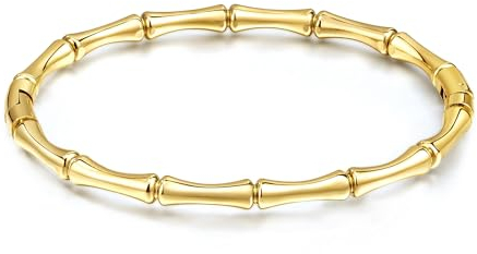 Joo&Rind Bracciali Donna oro Bracciale Donna Acciaio Inossidabile Placcato Oro 18k, Bracciale impilabili per gioielli da donna Regalo (Bamboo Bangle)
