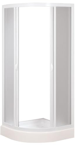 Box Doccia Semicircolare 80x80 cm 2 Ante Scorrevoli in Acrilico 2,2 mm H185 cm Bianco