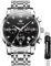 OLEVS Herrenuhren Schwarz Edelstahlarmband Quarz Uhr Männer mit Diamant Datum Wasserdicht Leuchtende Klassische Elegantes Armbanduhr Geschenk