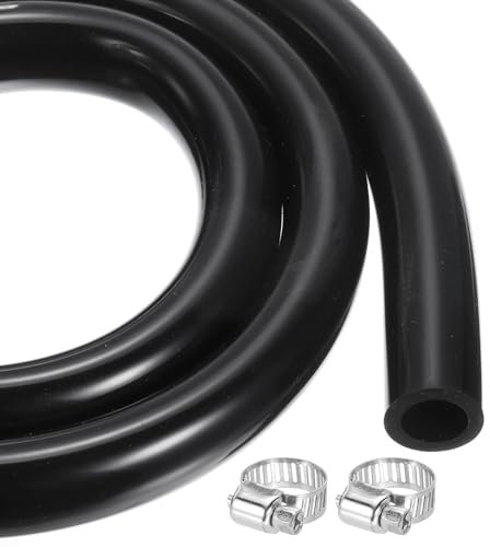 sourcing map 10ft Silicone Rubber Tubing 25.4mm x 31.8mm Plastic Tube Flexible Air Hose for Brewing, Wine Making 1 ID, with 2pcs Clamps, Black