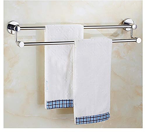 HPTHLY Porte-Serviettes de Salle de Bain en Acier Inoxydable 304 Poli, Porte-Serviettes de Toilette à Double Rail, Support de Douche, torchon, Port,(60cm)