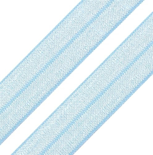 1m Einfassband 20mm hochelastisch 44% Elastan gefalzt Meterware Faltgummi Schrägband Farbwahl, Größe:20mm, Farbe:eisblau