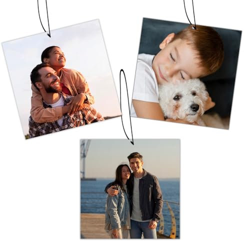 Personalisierter Lufterfrischer für Autos, Duftbaum Auto Personalisiert Foto-Dekor zum Aufhängen im Auto, Doppelseitiger Druck, für AutoDeko Zuhause Geschenk Familie (Quadrat)