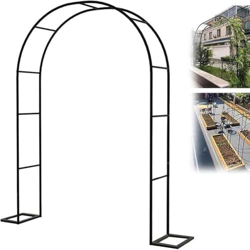 MISKYN Rosenbogen Aus Edelstahl, Hochzeitsbogen, Garten Torbogen Rankgitter Rosenhilfe, Weiß/Grün/Schwarz Rankenbogen, Wetterbeständige Rankhilfe, Pergola Spalier Aus Verzinkt,Schwarz,W1.4M*H2.3M